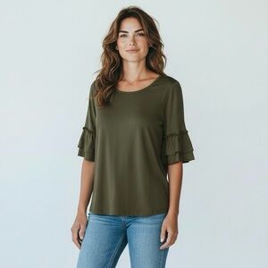 Marled by Reunited Clothing Knit Bell Sleeve Blouse